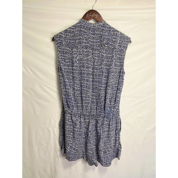 Vince Womens 100% Silk Static Animal Print Sleeveless Romper Jumpsuit Blue Sz 8 - Picture 2 of 4